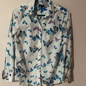 Talbots Multicolor Butterfly‎ Print Blouse